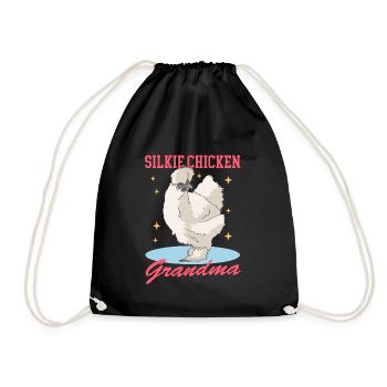 Silk Chicken Granny Silkie Chicken Silk Chickens Gift - Drawstring Bag - black - Front