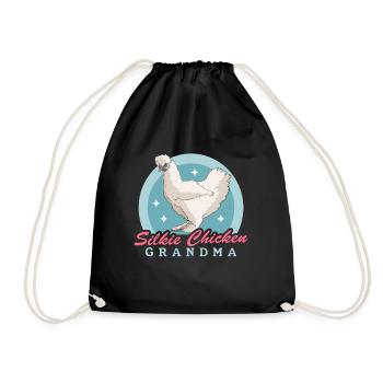 Silk Chicken Grandma Silkie Silk Chickens Chicken Gift - Drawstring Bag - black - Front