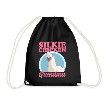 Silk Chicken Grandma Silk Chicken Silkie Chicken Gift - Drawstring Bag - black - Front