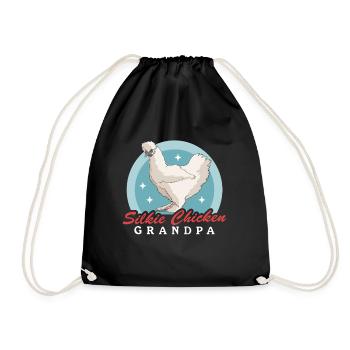 Silk Chicken Grandpa Silkie Silk Chickens Chicken Gift - Drawstring Bag - black - Front