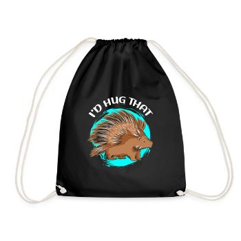 Porc-épic | Cadeau de porcs-épics - Sac de sport léger - noir - Devant