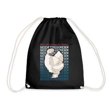 Seidenhuhn Seidenhühner Silkie Hühner Geschenk - Turnbeutel - Schwarz - Vorne