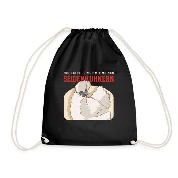 Seidenhuhn | Seidenhühner Silkie Hühner Geschenk - Turnbeutel - Schwarz - Vorne