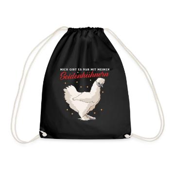 Seidenhuhn Seidenhühner | Silkie Hühner Geschenk - Turnbeutel - Schwarz - Vorne