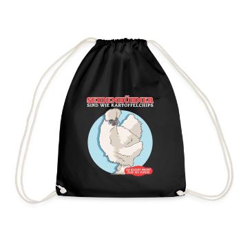 Seidenhuhn | Silkie Hühner Seidenhühner Geschenk - Turnbeutel - Schwarz - Vorne
