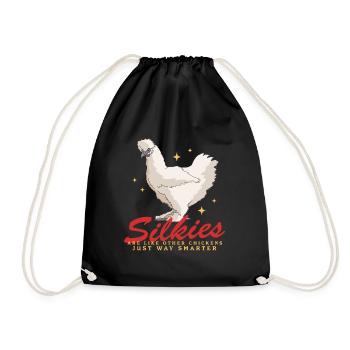 Silk Chicken Silk Chickens Silkie Chickens Gift - Drawstring Bag - black - Front