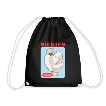 Silk Chickens Silk Chicken Silkie Chickens Gift - Drawstring Bag - black - Front