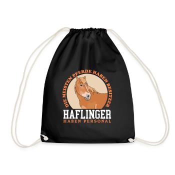 Haflinger Pferde Haffi Pferdebesitzer Geschenk - Turnbeutel - Schwarz - Vorne