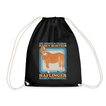 Haflinger Pferde Pferdebesitzer Haffi Geschenk - Turnbeutel - Schwarz - Vorne