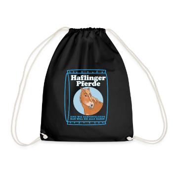 Haflinger Pferd Pferdebesitzer Haffi Geschenk - Turnbeutel - Schwarz - Vorne
