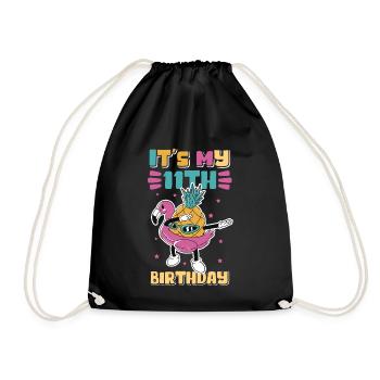11. Geburtstag 11 Jahre alt Geschenkidee Geschenk - Turnbeutel - Schwarz - Vorne