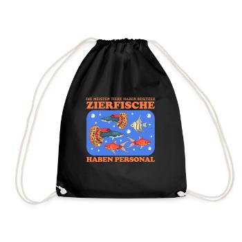 Aquarium Aquaristik Aquarianer Zierfisch Geschenk - Turnbeutel - Schwarz - Vorne