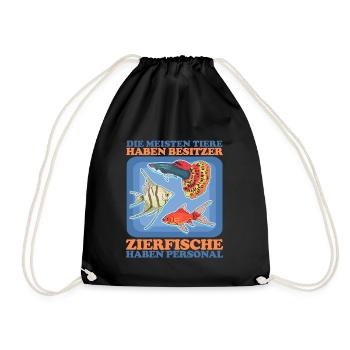 Aquaristik Aquarium Aquarianer Zierfisch Geschenk - Turnbeutel - Schwarz - Vorne