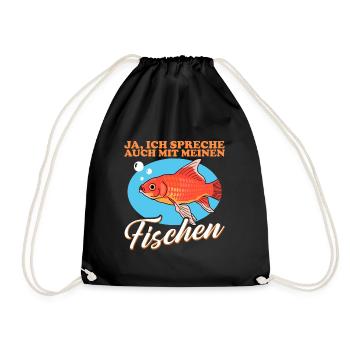 Aquarium Aquaristik Zierfisch Aquarianer Geschenk - Turnbeutel - Schwarz - Vorne
