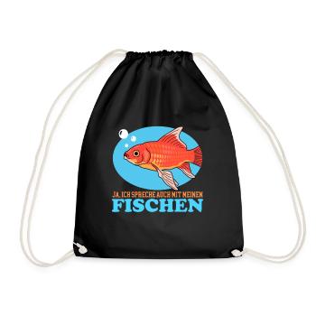 Aquarianer Aquarium Aquaristik Zierfisch Geschenk - Turnbeutel - Schwarz - Vorne