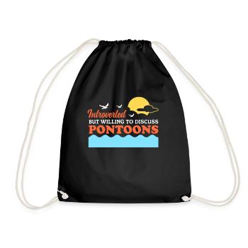Pontoon Pontoon Boat Captain Gift - Drawstring Bag - black - Front