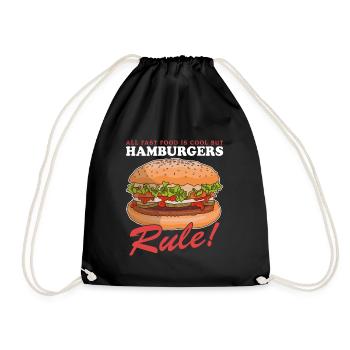Hamburger Fast Food Burger Fastfood Geschenk - Turnbeutel - Schwarz - Vorne