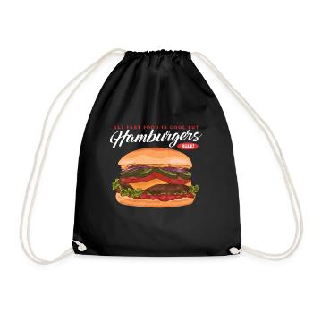 Hamburger Fast Food | Burger Fastfood Geschenk - Turnbeutel - Schwarz - Vorne