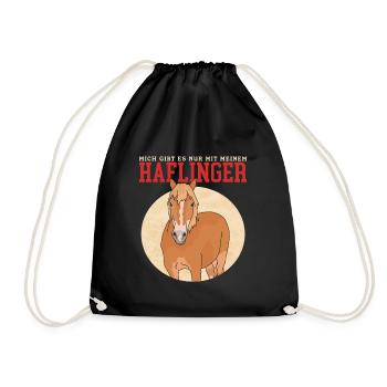 Haflinger Pferde Haffi Pferdebesitzer Geschenk - Turnbeutel - Schwarz - Vorne