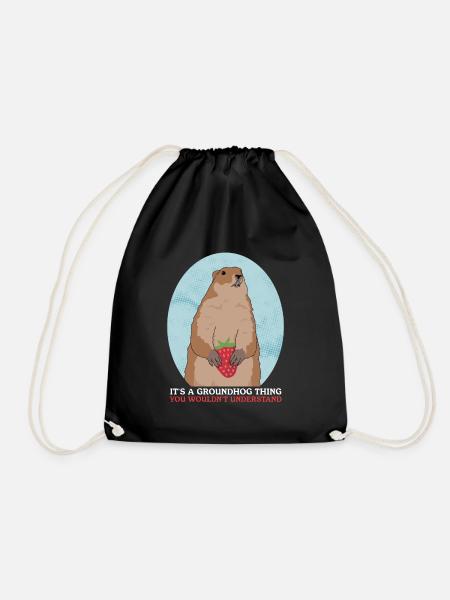 Murmeltiere Mankai | Groundhog Munggen Geschenk - Turnbeutel - Schwarz