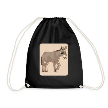 Esel Eselbesitzer Eselliebhaber Eselchen Geschenk - Turnbeutel - Schwarz - Vorne