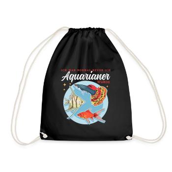 Aquarium Aquarianer Zierfisch Aquaristik Geschenk - Turnbeutel - Schwarz - Vorne