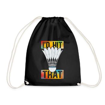 Badminton Federball Badmintonspieler Geschenk - Turnbeutel - Schwarz - Vorne