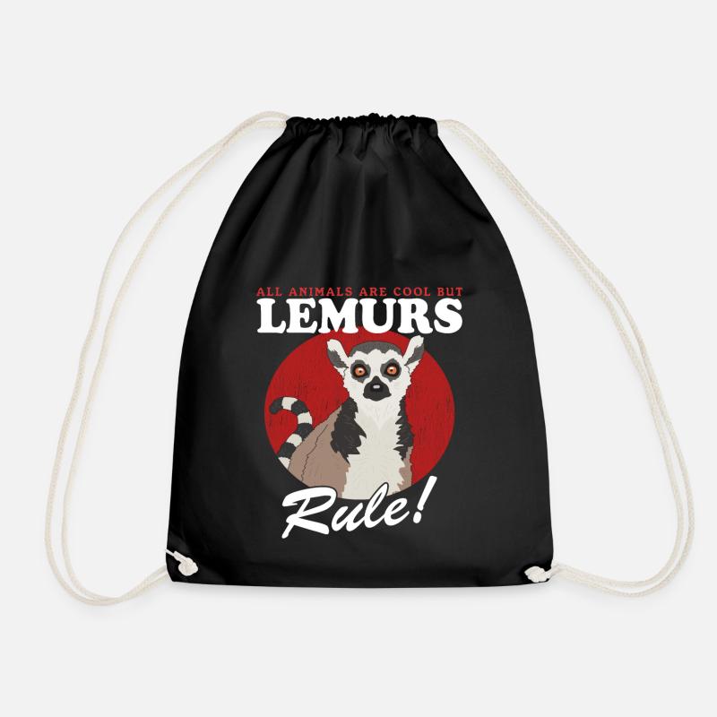Lemur Katta Lemuren Ringelschwanz Lemure Geschenk - Turnbeutel - Schwarz
