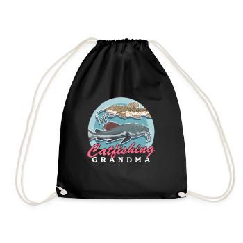 Angler Grandma Catfish Fishing Fish Fishing Gift - Drawstring Bag - black - Front