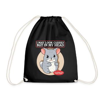 Chinchilla owner cute chinchillas gift - Drawstring Bag - black - Front