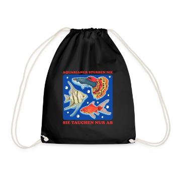 Aquarium Aquarianer Aquaristik Zierfisch Geschenk - Turnbeutel - Schwarz - Vorne