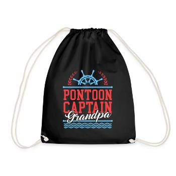 Pontoon Captain Grandpa Pontoon Pontoon Boat Gift - Drawstring Bag - black - Front