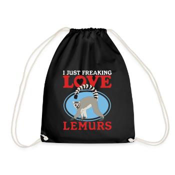 Lemur Ring-tailed lemurs Ringed Tail Lemure Gift - Drawstring Bag - black - Front