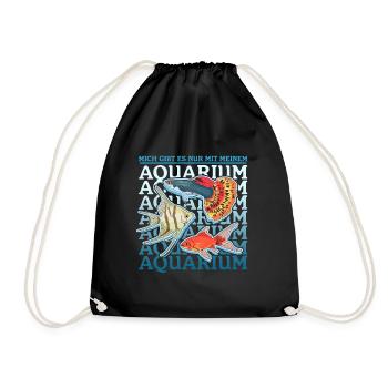 Aquarium Aquarist Aquaristics Ornamental Fish Gift - Drawstring Bag - black - Front