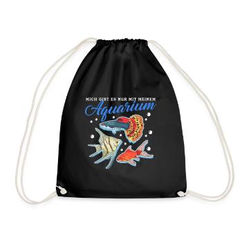 Aquaristik Aquarium Aquarianer Zierfisch Geschenk - Turnbeutel - Schwarz - Vorne