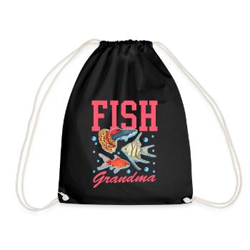 Aquarium Aquarist Aquaristics Grandma Gift - Drawstring Bag - black - Front