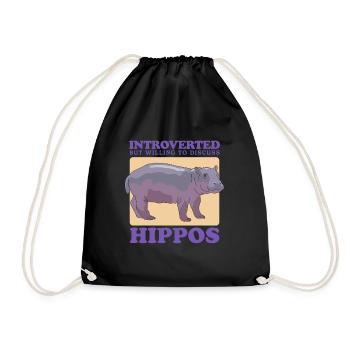 Hippo Baby Hippo Hippos Gift - Drawstring Bag - black - Front
