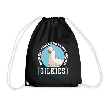 Silk Chicken Silkie Chickens Silk Chickens Gift - Drawstring Bag - black - Front