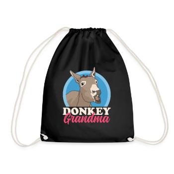 Esel Oma | Eselbesitzerin Eselliebhaber Geschenk - Turnbeutel - Schwarz - Vorne