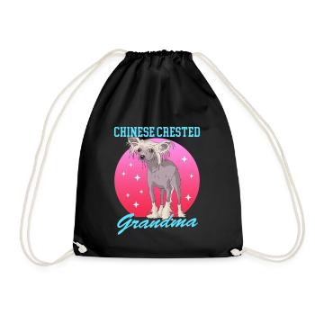 Chinese Crested Oma | Chinesischer Schopfhund - Turnbeutel - Schwarz - Vorne
