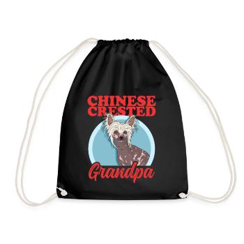 Chinesischer Schopfhund Chinese Crested Opa - Turnbeutel - Schwarz - Vorne