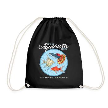 Aquarium Aquaristics Aquarist Ornamental Fish Gift - Drawstring Bag - black - Front