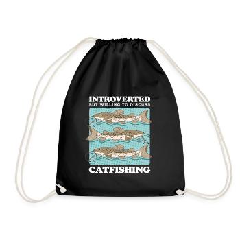Anglers Catfish Fishing | Fish Fishing Gift - Drawstring Bag - black - Front