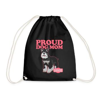 Miniature Schnauzer Mom | Schnauzer Dog Mom Gift - Drawstring Bag - black - Front
