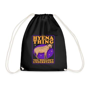 Hyena, spotted hyena, hyena gift - Drawstring Bag - black - Front