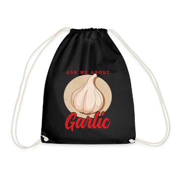 Knoblauch Knoblauchliebhaber Geschenk - Turnbeutel - Schwarz - Vorne