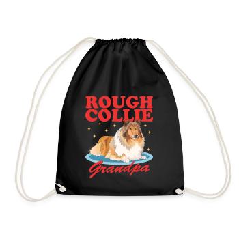 Collie Grandpa Collies Rough Collies Collie à poil long cadeau - Sac de sport léger - noir - Devant