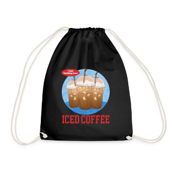Eiskaffee Kaffeeliebhaber Iced Coffee Geschenk - Turnbeutel - Schwarz - Vorne