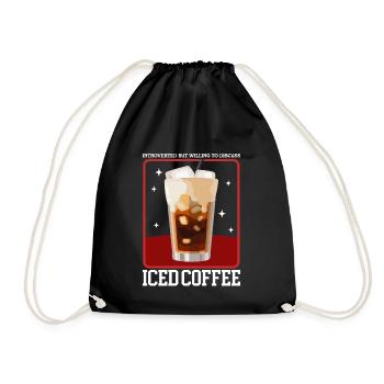 Eiskaffee Iced Coffee | Kaffee Liebhaber Geschenk - Turnbeutel - Schwarz - Vorne