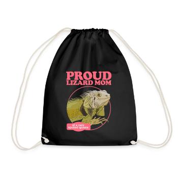 Leguan Mom Reptilien Eidechse Leguane Geschenk - Turnbeutel - Schwarz - Vorne